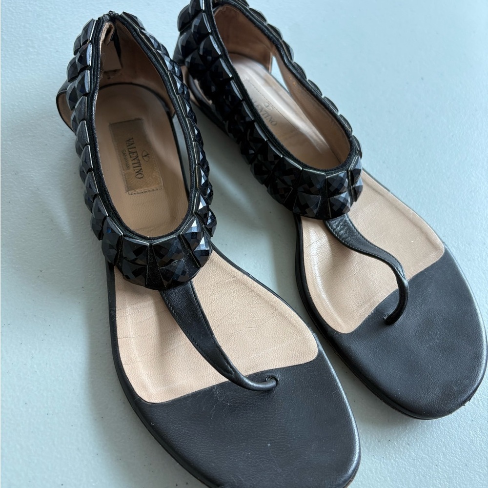 Valentino Black Pyramid Stud Sandals